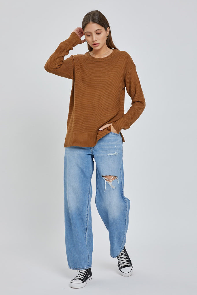 Boyfriend Fit Sweater - Camel