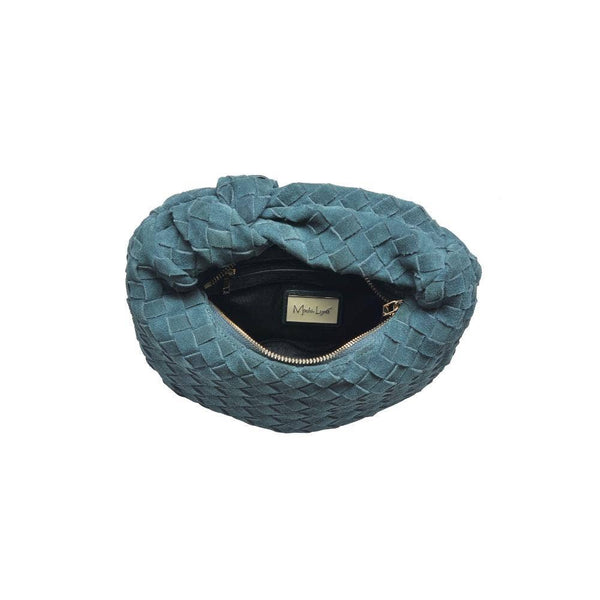 Autumn Woven Genuine Suede Leather Clutch - Chocolate