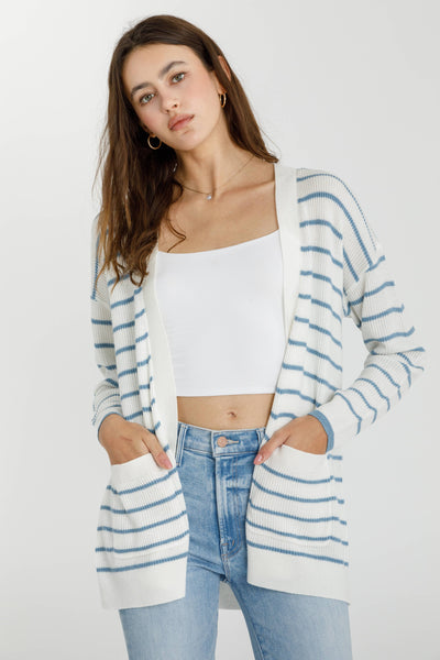 CLASSIC STRIPED OPEN CARDIGAN