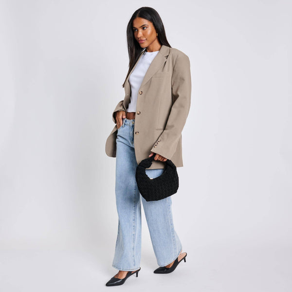 Autumn Woven Genuine Suede Leather Clutch - Chocolate