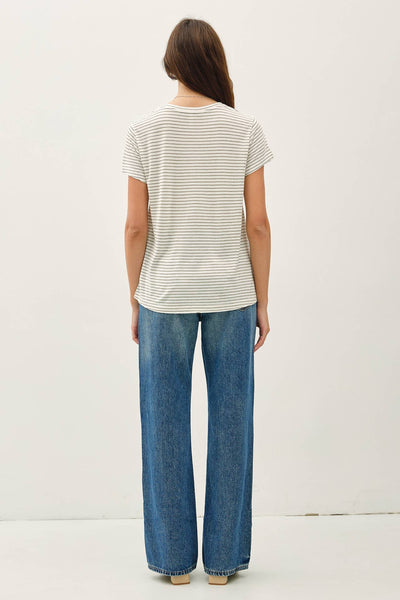 SHORT SLEEVE ROUND NECK STRIPED RELAXED TEE
