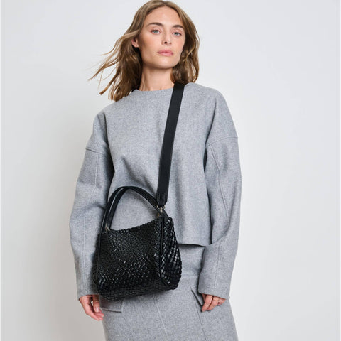 Roxy Woven Double Handle Crossbody - Black