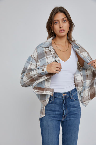 Oversized Boyfriend Flannel - Slate