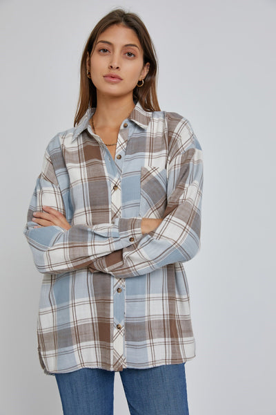 Oversized Boyfriend Flannel - Slate