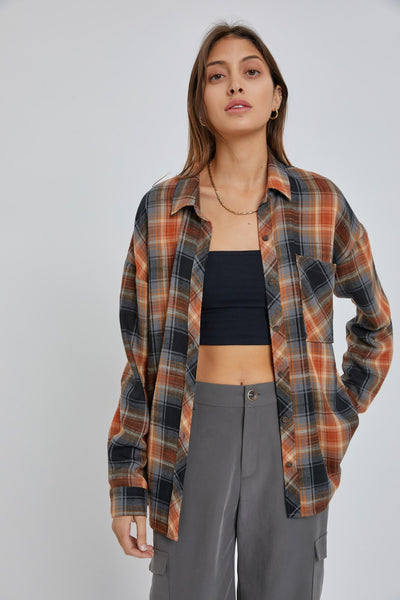 Oversized Boyfriend Flannel - Amber