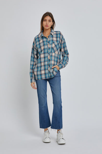 Oversized Boyfriend Flannel - Teal