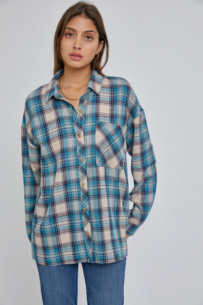 Oversized Boyfriend Flannel - Teal