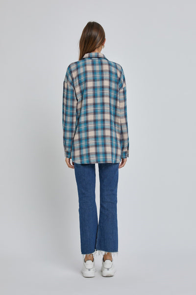 Oversized Boyfriend Flannel - Teal