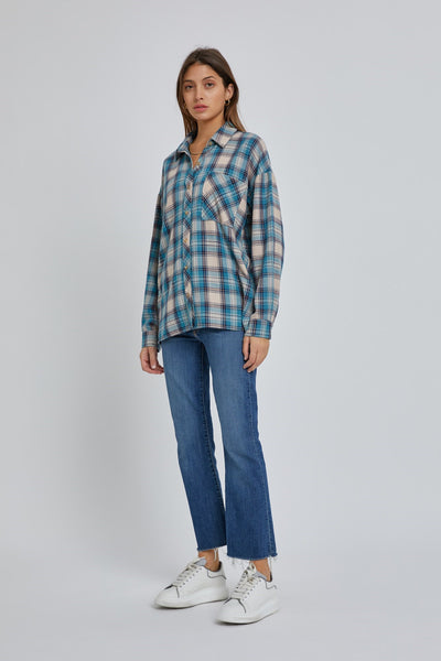 Oversized Boyfriend Flannel - Teal