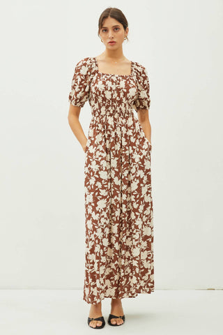 *RESTOCK* Floral Print Maxi Dress - Brown