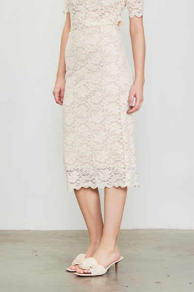 Lace Midi Skirt - Ivory