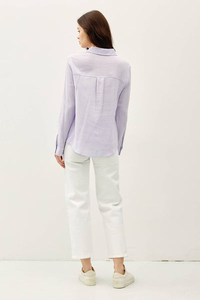 COTTON GAUZE LONG SLEEVE BUTTON UP SHIRT