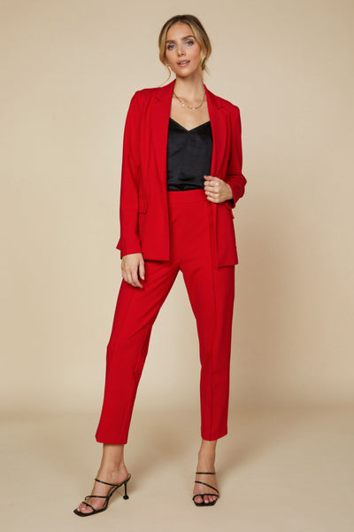 Stretchy Pin-Tuck Trouser - Scarlet Red