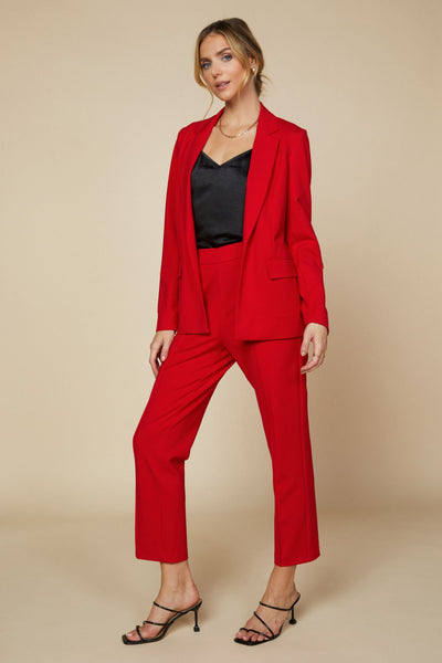 Stretchy Pin-Tuck Trouser - Scarlet Red