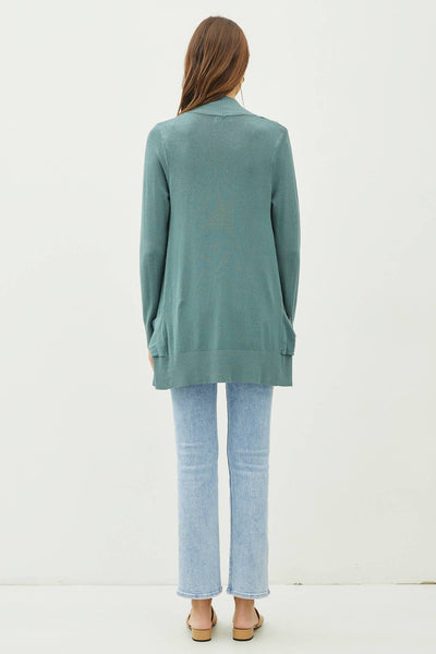 Knit Open Front Cardigan - Teal