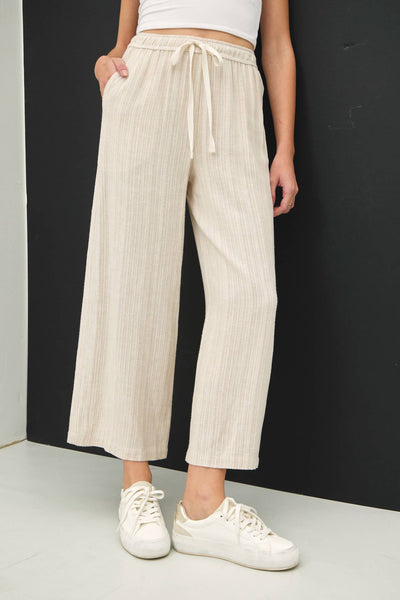 LINEN BLEND WIDE LEG PANTS