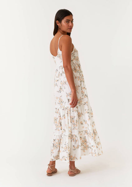 Floral Tiered Maxi Dress - Ivory