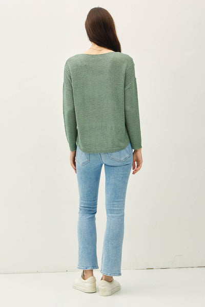LIGHTWEIGHT DROP SHOULDER PULLOVER RIB KNIT