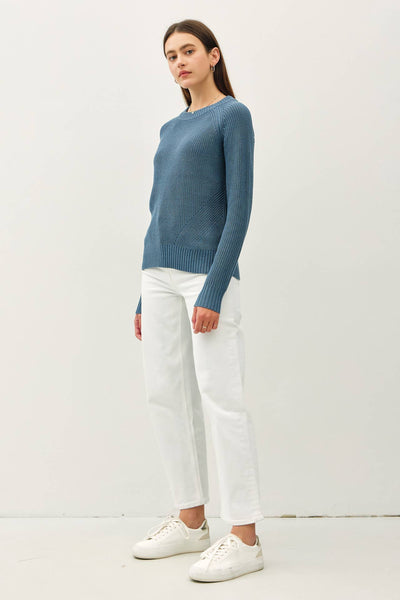 Crochet Crew Neck Sweater - Teal