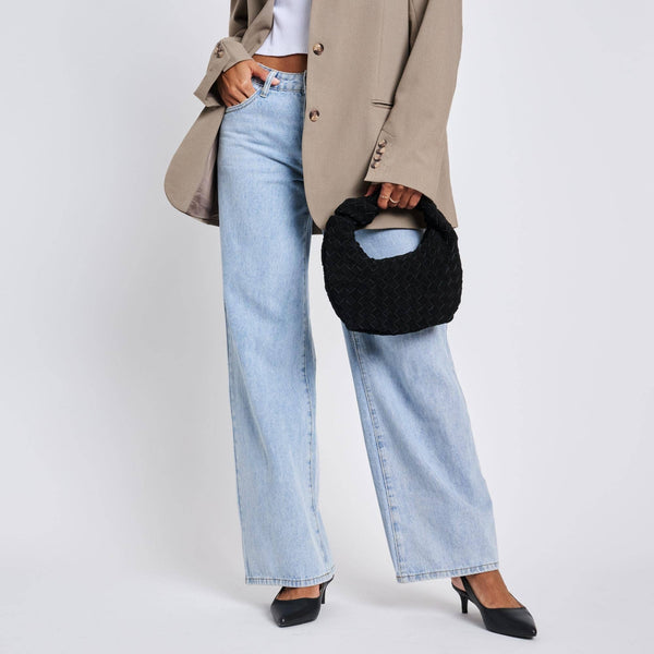 Autumn Woven Genuine Suede Leather Clutch - Chocolate