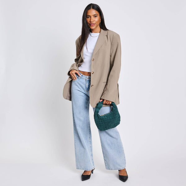 Autumn Woven Genuine Suede Leather Clutch - Chocolate
