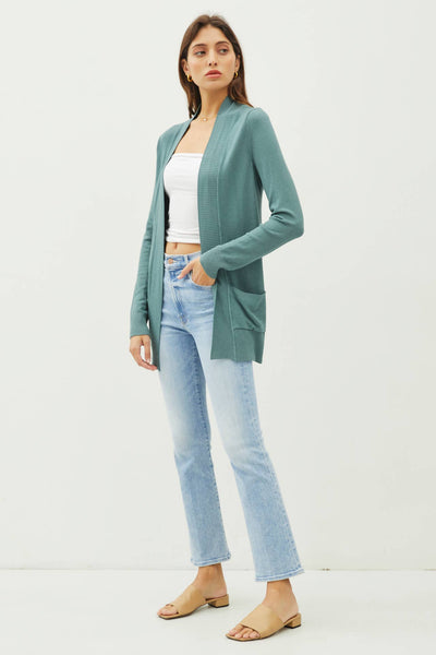 Knit Open Front Cardigan - Teal
