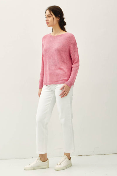 LIGHTWEIGHT DROP SHOULDER PULLOVER RIB KNIT
