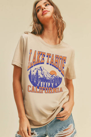 Lake Tahoe Graphic Tee - Taupe