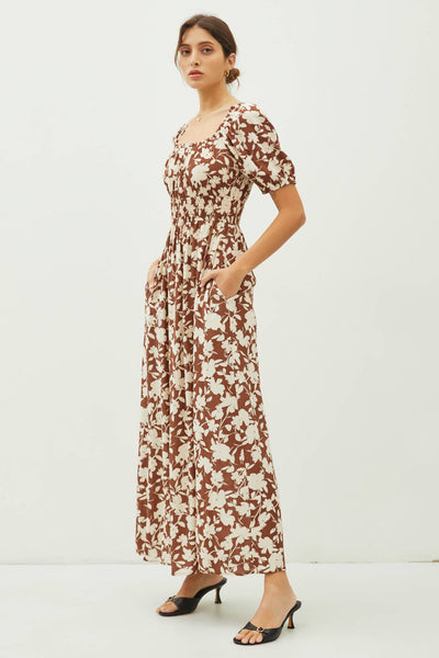 *RESTOCK* Floral Print Maxi Dress - Brown