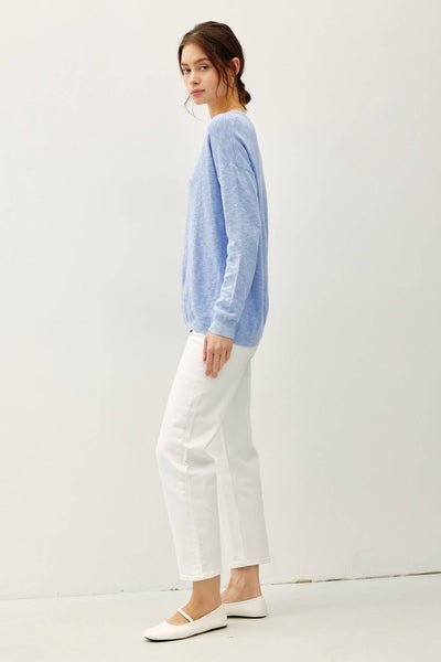 V-NECKLINE COTTON SLUB SWEATER