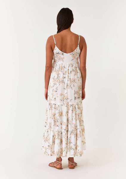 Floral Tiered Maxi Dress - Ivory