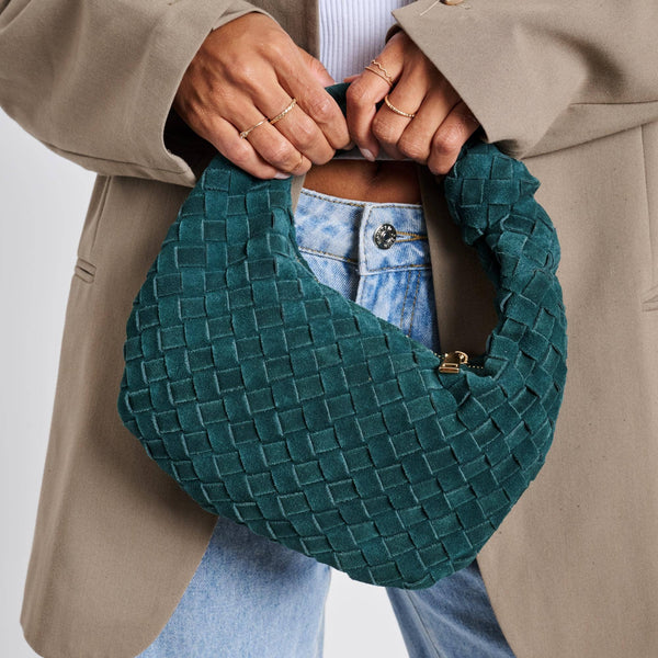 Autumn Woven Genuine Suede Leather Clutch - Chocolate