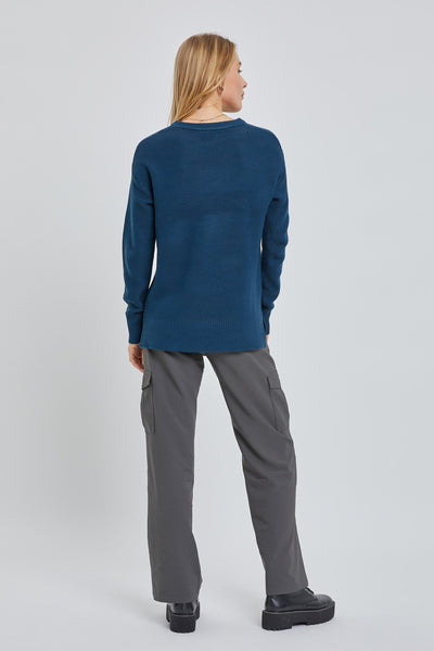 Boyfriend Fit Sweater - Teal