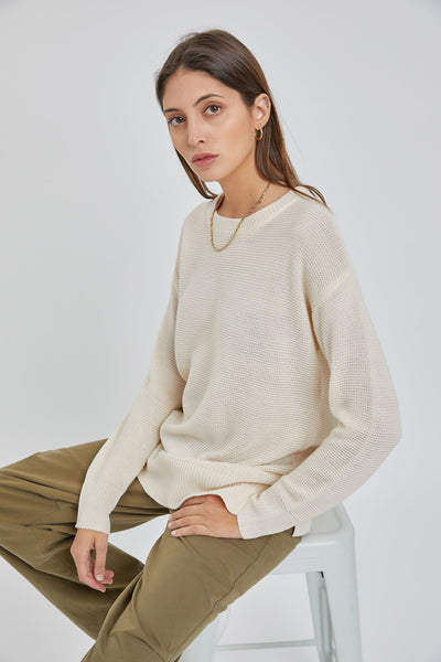 Boyfriend Fit Sweater - Cream