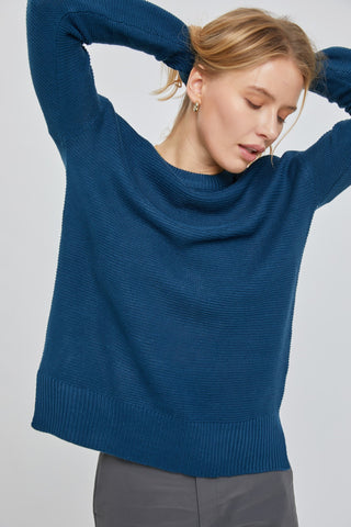 Boyfriend Fit Sweater - Teal