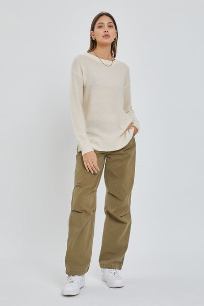 Boyfriend Fit Sweater - Cream