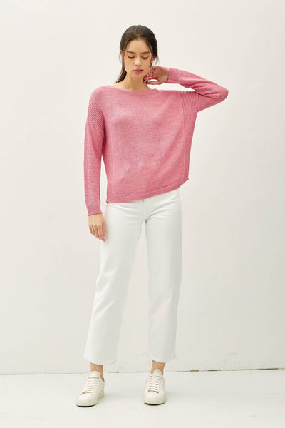 LIGHTWEIGHT DROP SHOULDER PULLOVER RIB KNIT