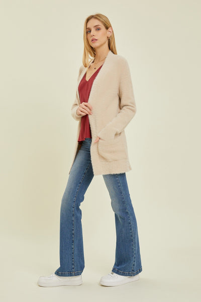 Fuzzy Cardigan - Beige