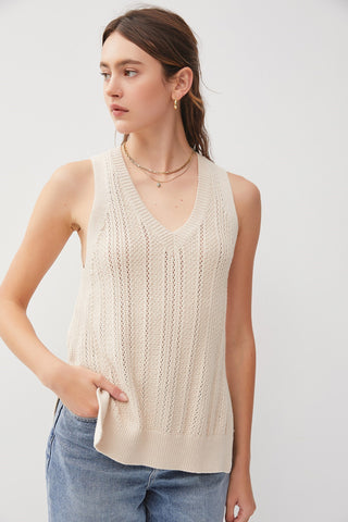 Chunky Knit Sweater Tank - Natural
