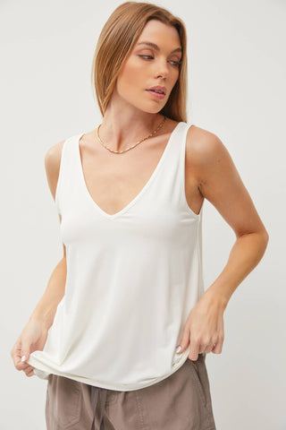 Bamboo V-Neck Tank - Off White