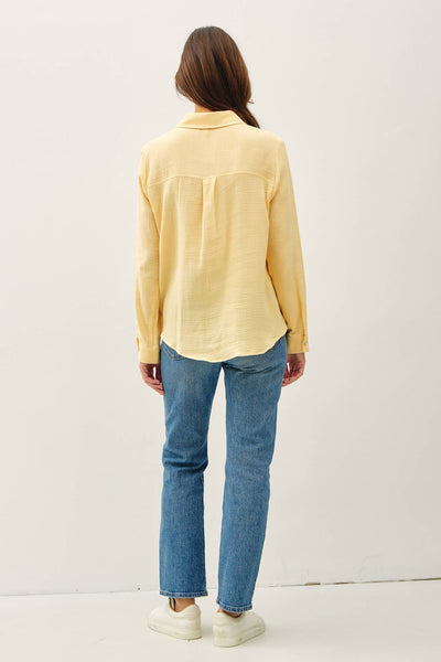 COTTON GAUZE LONG SLEEVE BUTTON UP SHIRT
