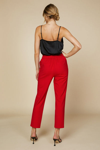 Stretchy Pin-Tuck Trouser - Scarlet Red
