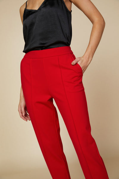 Stretchy Pin-Tuck Trouser - Scarlet Red