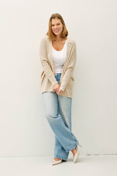 CROCHET KNIT OPEN CARDIGAN