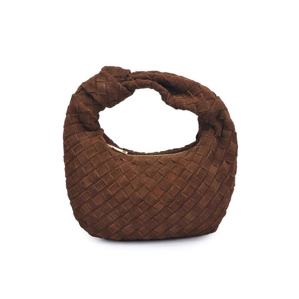 Autumn Woven Genuine Suede Leather Clutch - Chocolate