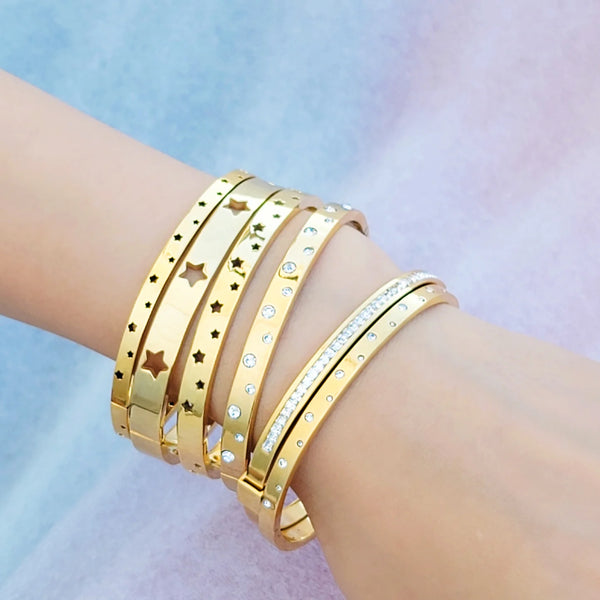 Tiny Star Bangle Bracelet - Waterproof/18k Gold