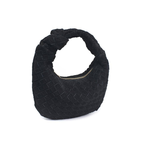 Autumn Woven Genuine Suede Leather Clutch - Chocolate