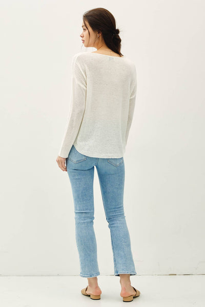 LIGHTWEIGHT DROP SHOULDER PULLOVER RIB KNIT