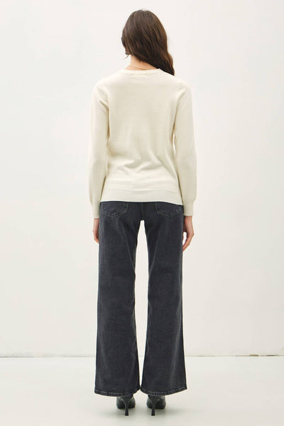 Crew Neck Soft Knit Sweater - Ivory