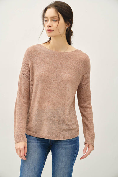 LIGHTWEIGHT DROP SHOULDER PULLOVER RIB KNIT